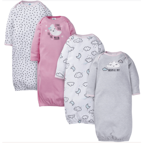 Gerber - 4-Pack Baby Girls Cloud Gowns
