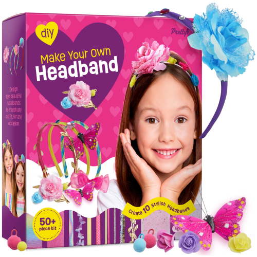 DIY Headband Making Kit for Girls – Arts & Crafts Gift for Kids Ages 5-12 – Create Hair Accessories