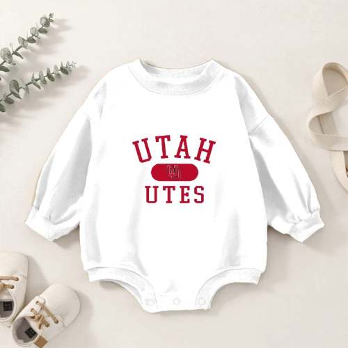 Kids utah utes kids varsity black officially licensed Baby Romper Sweatshirts Kids's 0-3M White sold by Cindqeriba2 | SKU 1739954422 | Printerval