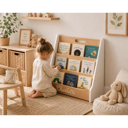 Montessori Kids Bookshelf for Playroom, Nursery & Homeschool Reading Corner