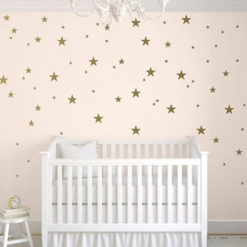 TOARTi Stars Wall Decals (124 Decals) Wall Stickers Removable Home Decoration Easy to Peel Stick Painted Walls Metallic Vinyl Polka Wall Decor Sticker for Baby Kids Nursery Bedroom (Gold Stars)
