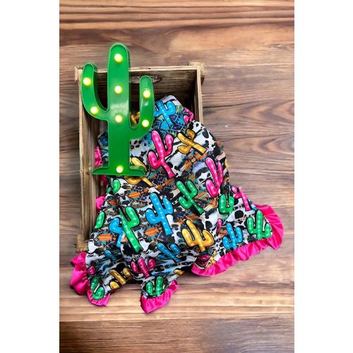 Western Baby Girls Cactus Pink Minky Blanket Cow Print Turquoise