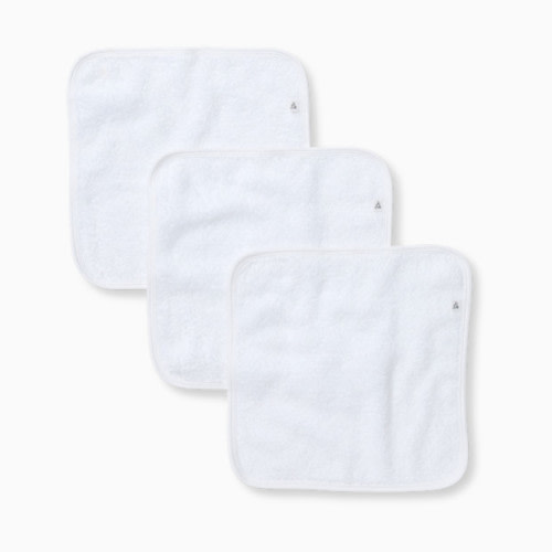 Burt's Bees Baby Organic Cotton Woven Terry Solid Washcloths (3 Pack) - Cloud White