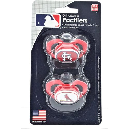Baby Fanatic MLB St. Louis Cardinals Unisex Pacifiers2 Pack, Team Colors, One Size