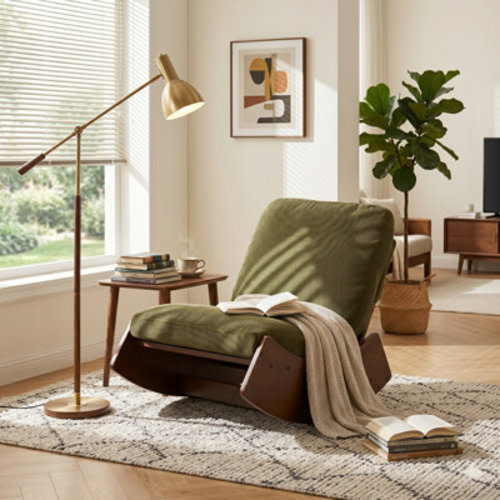 Ebern Designs Rocking Chair Corduroy Fabric Upholstered Tall Back Glider Rocker Rocking Accent Chair Comfy Single Sofa Side Chair for Living Room Bedroom Hotel, Bedroom & Reviews | Wayfair