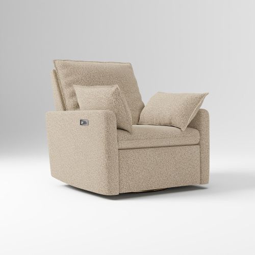 Kids Paxton Pillow Recliner Power, Performance Cozy Boucle Clay,