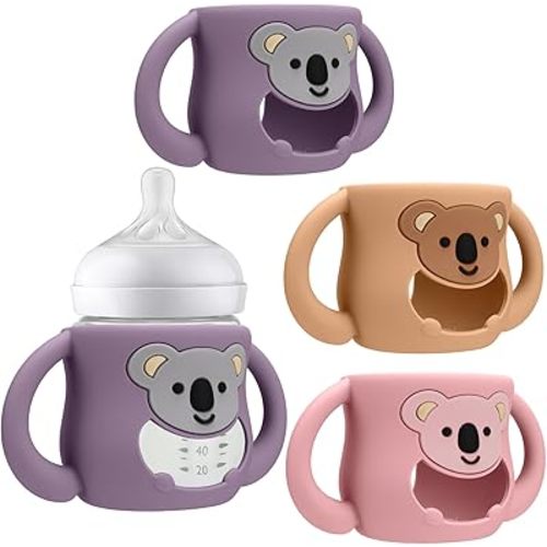 BUSOHA 3 Pack Koala Silicone Sleeves for Avent Baby Bottles - Drop Protection Baby Bottle Sleeves with Handle for Avent Natural Baby Bottles,4 Ounce