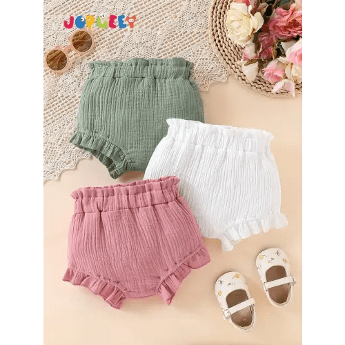 3pcs cute baby girl shorts set soft texture woven fabric - Temu