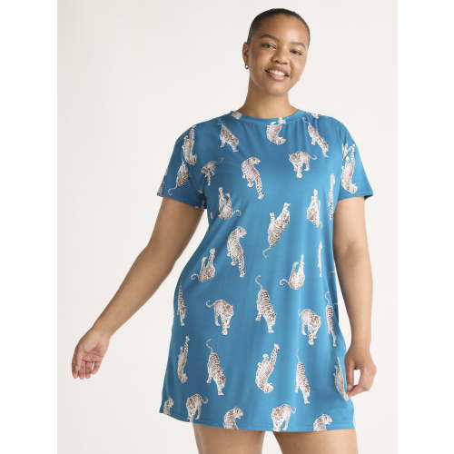 Joyspun Women's Dreamy Soft Collection Sleepshirt with Short Sleeves, Sizes S/M-2X/3X