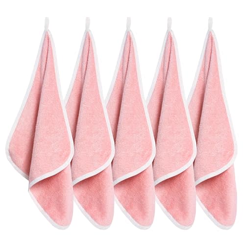 Soft Baby Washcloths Set - Absorbent Natural Baby Wash Cloth for Delicate Skin - 12"x12" Large Baby Bath Washcloths - Newborn Bath Face Towel (Pink)