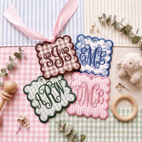 Personalized Embroidered Baby Name Tag, Custom Monogram Crib Sign, Nursery Decor, Announcement Prop