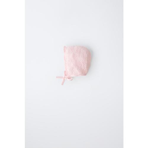 COTTON AND SILK KNIT BONNET - Pastel pink | ZARA United States