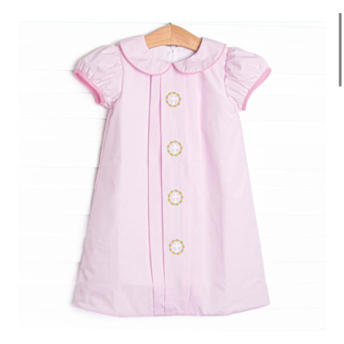 He is Risen Embroidered Dress, Light Pink – Stitchy Fish