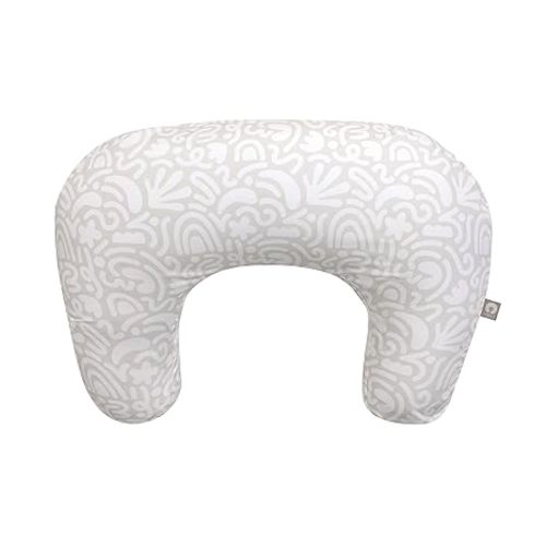 Boppy Nursing Pillow - Ergonomic Bottle & Breastfeeding Pillow with High, Firm, Large Area, Water-Repellent Cushion with Washable Cover; Baby Safety Alliance Verified - Cream Retro Squiggles
