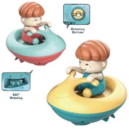Twist & Go Wind Up Surfboat for Kids, 2PC Floating Bath & Pool Toy, Auto-Paddling Water Play, Engaging & Durable for Toddlers Ages 1-4