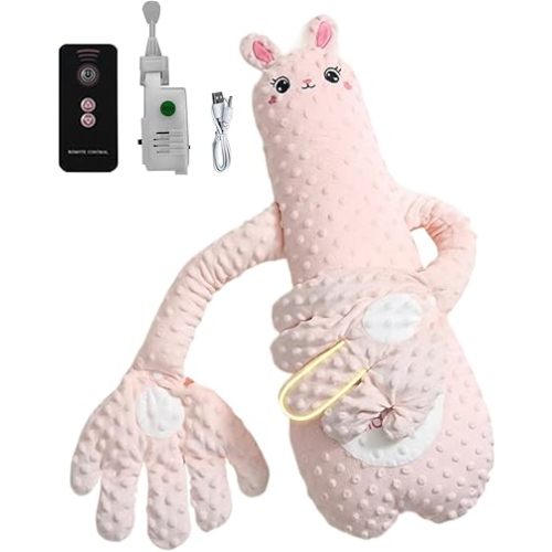 Patter Patting Soother Pillow, Stuffed Animal Calming Cushion, 3 Adjustable Soothing Modes, Plush Sensory Toy for Nursery, Car Seat, or Travel, Comfort Pillow for, New Parents