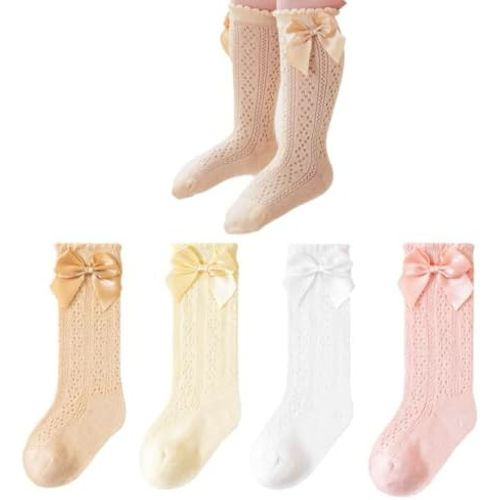 Colorful Childhood Baby Girls Knee High Socks Hollow Out Lace Stockings for 0-3 Years Infants Toddlers Ruffles Socks