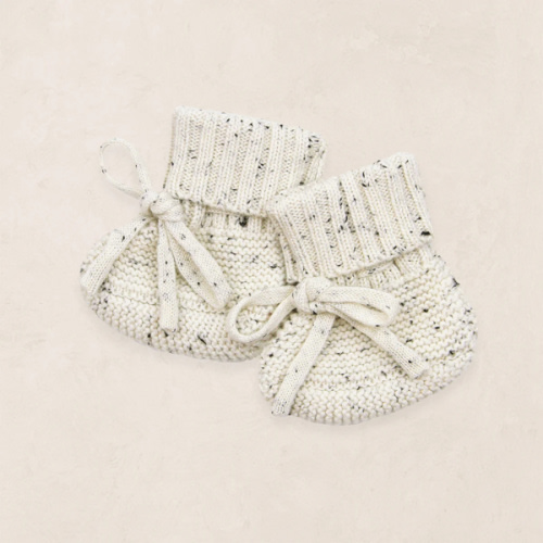 Knit Booties - Cream Speckle