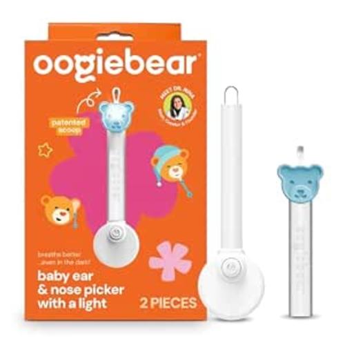 oogiebear Brite - Baby Nose Cleaner and Ear Wax Removal Tool. Baby Gadget with Nighttime LED Light. Safe Snot Booger Picker for Newborns, Infants & Toddlers