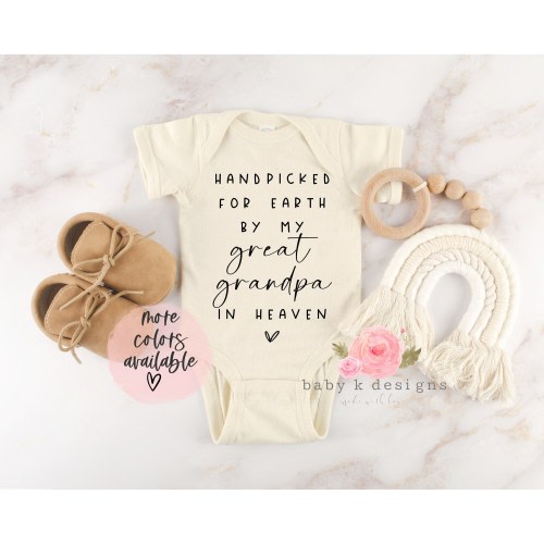 Great Grandpa in Heaven Onesie®, Handpicked For Earth Baby, Handpicked By Great Grandpa Onesie®, Baby Shower Gift, Pregnancy Announcement