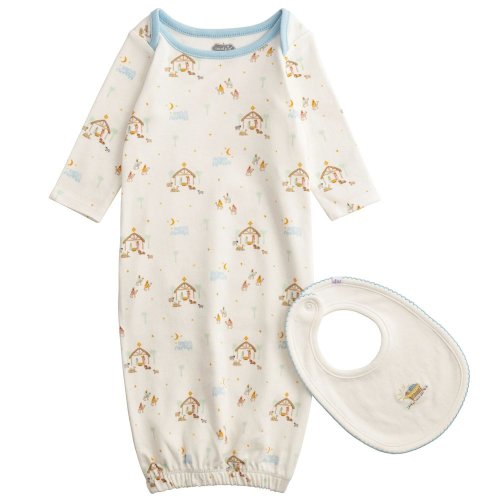 Nativity Theme Baby Sleeper Gown & Bib Set