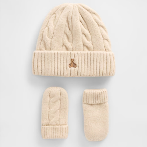 Baby & Toddler CashSoft Cable-Knit Beanie & Mittens Set