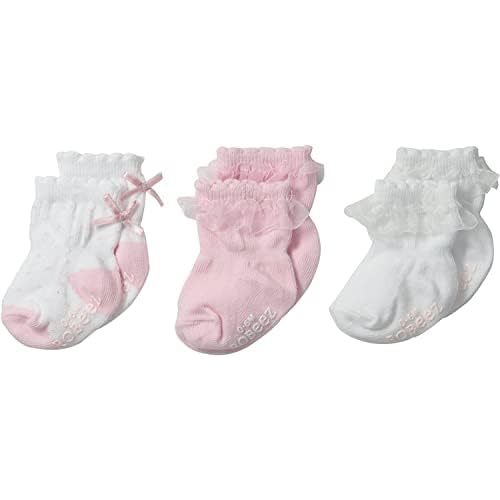 Robeez Girl's Baby, Infant, Toddler Soft Cotton Non-Slip Socks/Kickproof Seamless Design (3 Pack)