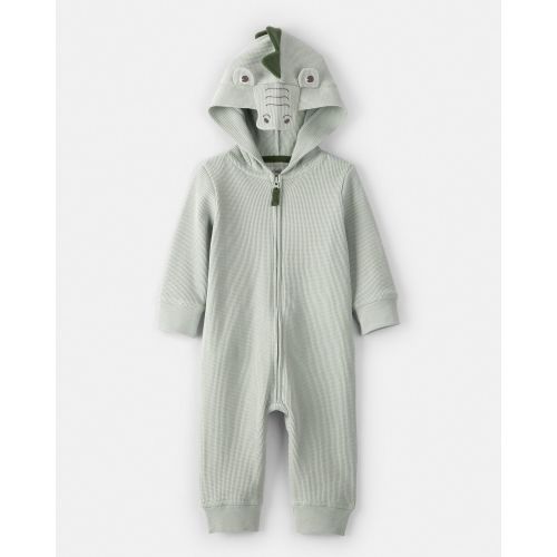 Baby Boy Alligator Thermal Long-Sleeve Hooded Jumpsuit - Green - Carter's | Carter's
