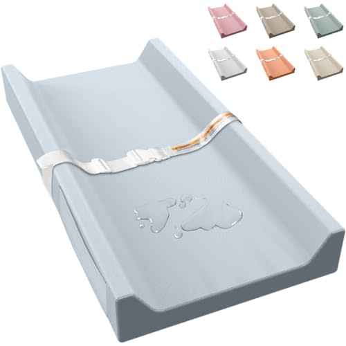 Vegan Leather Baby Changing Pad Waterproof & Wipeable with Pockets | Soft Diaper Changing Mat 32" x 16.6" Comfortable Infant Changing Station for Dresser & Table
