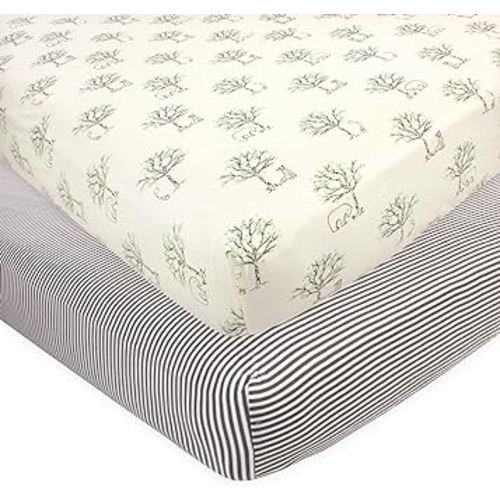 Touched by Nature Unisex Baby and Toddler Organic Cotton Crib Sheet, Birch Trees, One Size