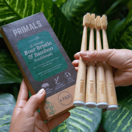 PRIMALS Boar Bristle & Bamboo Toothbrush (4 Pack) – Primals