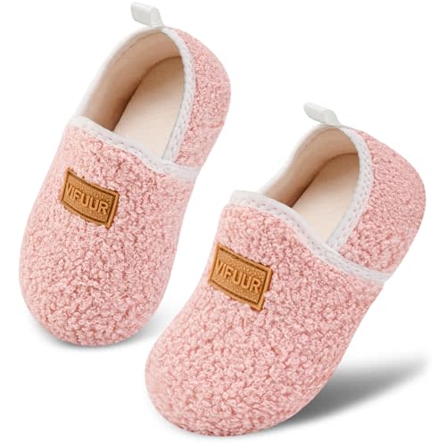 VIFUUR Kids Boys Girls House Slippers Babys Slip on Barefoot Socks Tollder | Non-slip sole, machine washable, winter warm shoes indoor travel