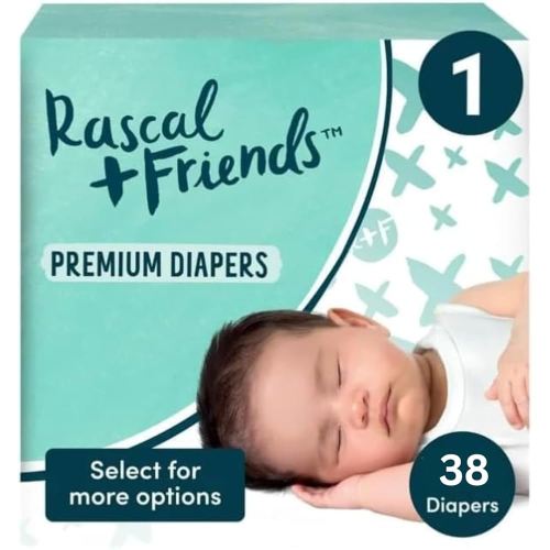 Rascal + Friends Premium Diapers, Size 1, 38 Count