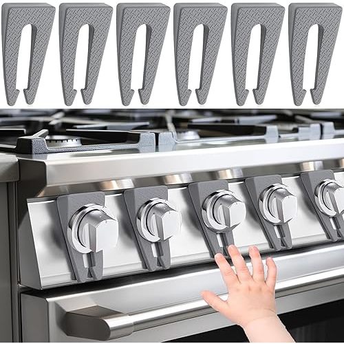 MEISO 6PCS Stove Knob Covers for Child Safety，Gas Stove Baby Proof Knobs Locks Stove Locks Child Safety Stove Knob Covers Gas Stove Knob Safety Covers Childproof Stove Knob Stove Proof Knob Oven (Grey)