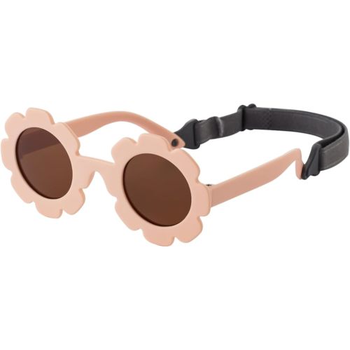 Flexible Flower Polarized Baby Sunglasses with Strap for Infant Girls 0-24 Months