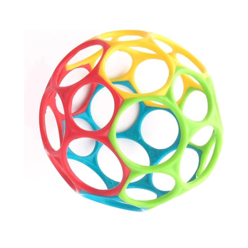 Bright Starts Oball Easy Grasp Classic Ball BPA-Free Infant Toy in Red, Yellow, Green, Blue, Age Newborn and up, 4 Inches