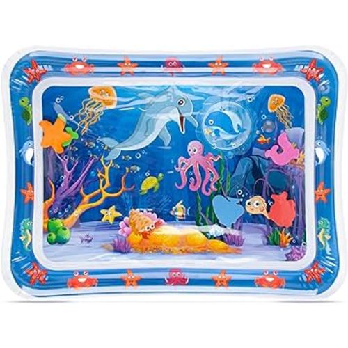 Tummy Time Water Mat with Squeakers, Baby Toys for Infants and Toddlers 3 6 9 Months, Baby Squeaky Toys, Senory Develop Toys