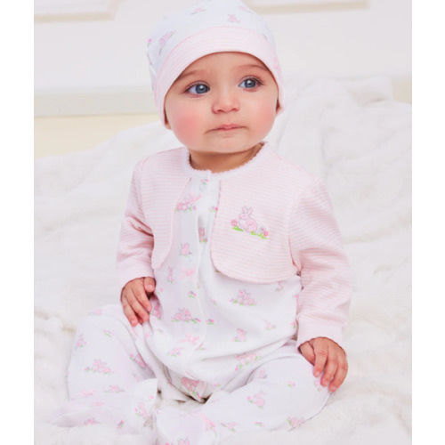 Baby Bunnies Footed One-Piece And Hat