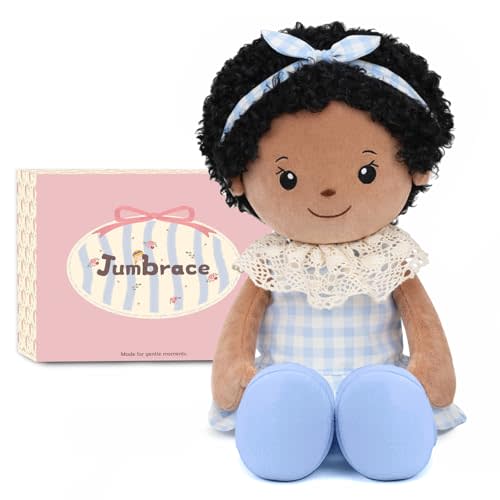 Soft Baby Doll Toys 16inch, Baby Rag Doll for One Year Old Girl Birthday Gift,Plush Toys for Toddler Kids Infants (Black)