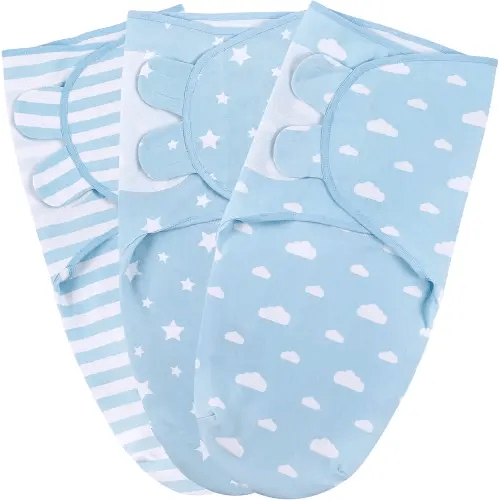 Mama Cheetah Baby Swaddle Sack, Organic Swaddle Blanket, Newborn Swaddle Sleep Sacks, Adjustable Infant Swaddle Wrap, Easy Swaddles for Boy 0-3 Month, Baby Essentials, Nursery Swaddling 3-Pack, Blue