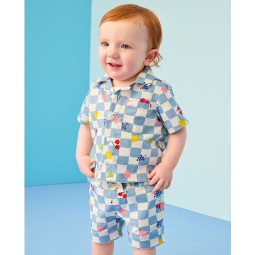 Baby Poplin Button Up Shirt & Shorts Set