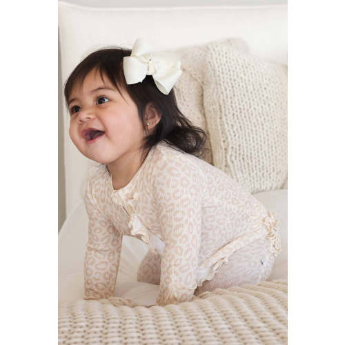 Lovely Leopard Bamboo Waffle Zipper Ruffle One-Piece Footie | Caden Lane