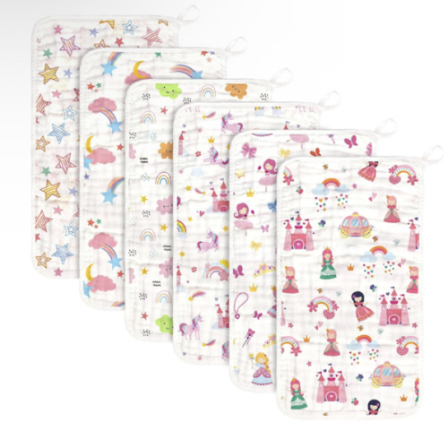 Amazon.com: decalsweet Baby Burp Cloths Muslin Washcloths 6 Pack Muslin Burp Cloths 100% Cotton Large 20''x12'' Soft 6 Layers Baby Burp Rags for Boys Girls Baby Essentials for Newborn Gift Machine Washable : Baby