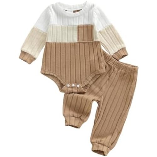 Pivanzore Newborn Baby Boy Clothes Infant Boy Girl Striped Long Sleeve Sweatshirt Romper Bodysuit Soft Fall Winter Outfit
