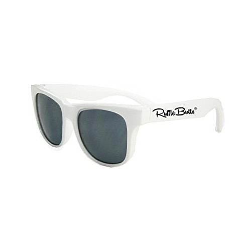 RuffleButts Kids Sunglasses Impact-Resistant Polycarbonate Lenses with 100% UVA/UVB Protection and Flexible BPA-Free Frames - White - 2-5T
