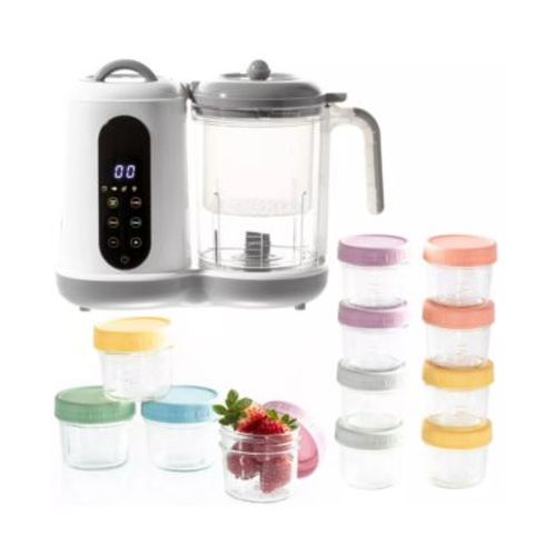 Baby Food Processor Steamer Blender with 12 Glass Baby Food Storage Jars, BPA-Free, Leakproof, Durable, and Convenient