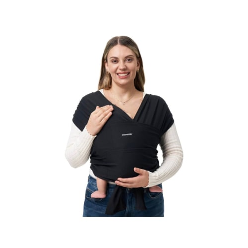 Momcozy Baby Wrap Carrier, Easy to Wear Infant Carrier Slings, Lightweight Hands Free Baby Sling, Adjustable Baby Carriers for Newborn to Toddler 8-35 lbs, Black
