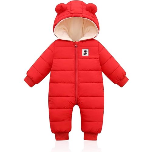 XMWEALTHY Baby Clothes Cute Infant Toddler Snowsuit Warm Newborn Boy Girl Winter Coats Hooded Zip Jumpsuit