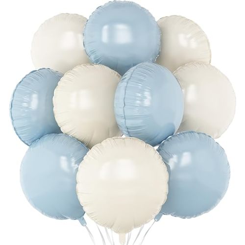 Pink White Round Foil Balloons,20Pcs Light Pink Cream White Round Shaped Balloons 18"Helium balloon for Baby Shower Birthday Anniversary Wedding Party Decorations