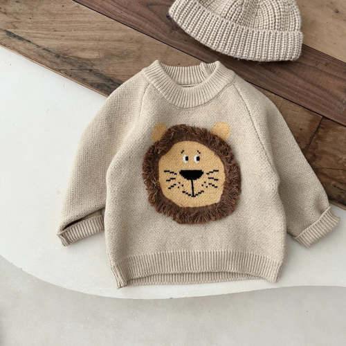 Knitted Round Neck Lion Sweater | RYAN AND REMI